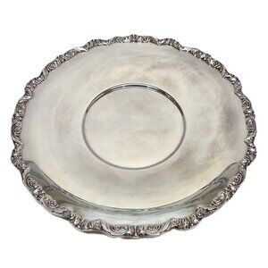 Vtg Old English Poole Silver Plate Serving Tray Platter Round EPCA 5025 10.25"